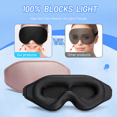 3D Memory Foam Sleep Mask – Contoured Eye Mask for Total Darkness & Deep Sleep