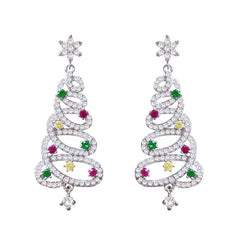 Christmas Tree Rhinestone Earrings – Sparkling Holiday Drop Earrings for Women