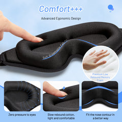 3D Memory Foam Sleep Mask – Contoured Eye Mask for Total Darkness & Deep Sleep
