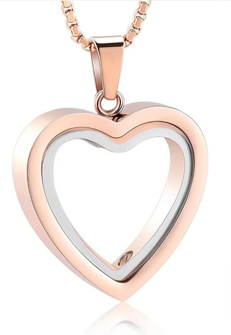 Heart-Shaped Cremation Pendant – Stainless Steel Memorial Keepsake Necklace