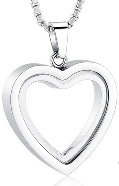 Heart-Shaped Cremation Pendant – Stainless Steel Memorial Keepsake Necklace