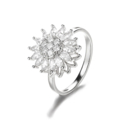 Sunflower Spinner Anxiety Relief Ring – Adjustable Fidget Ring in Gold & Silver