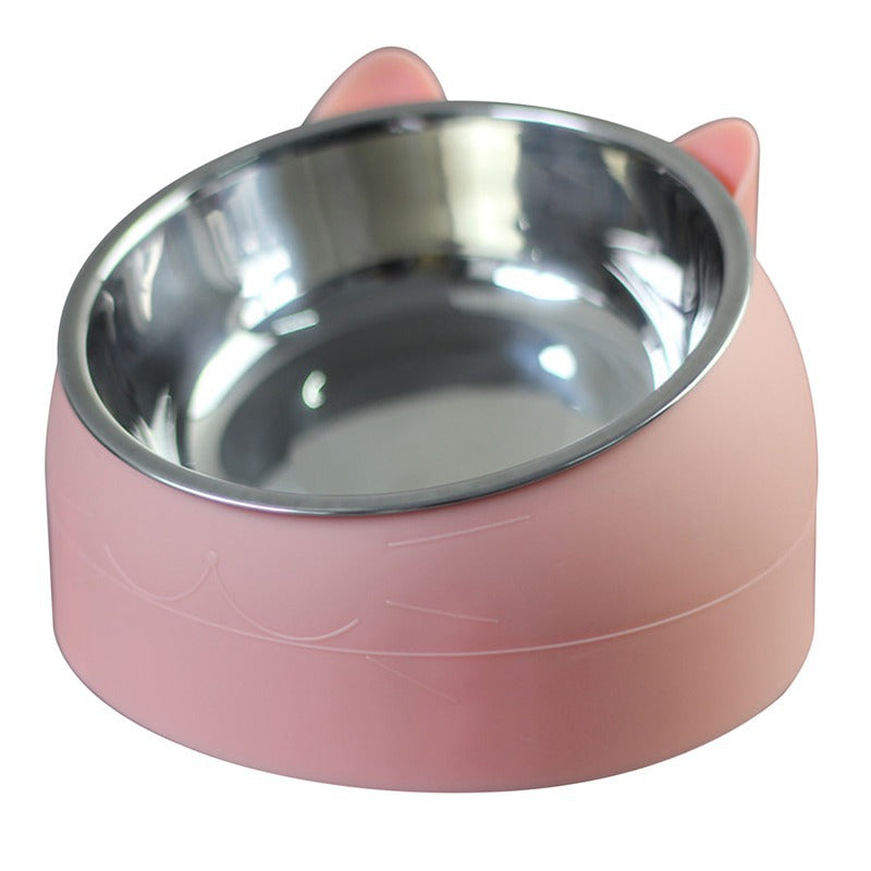 Elevated Stainless Steel Cat Bowl – Anti-Strain Raised Food & Water Dish for Cats