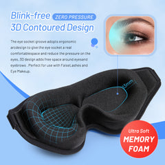 3D Memory Foam Sleep Mask – Contoured Eye Mask for Total Darkness & Deep Sleep